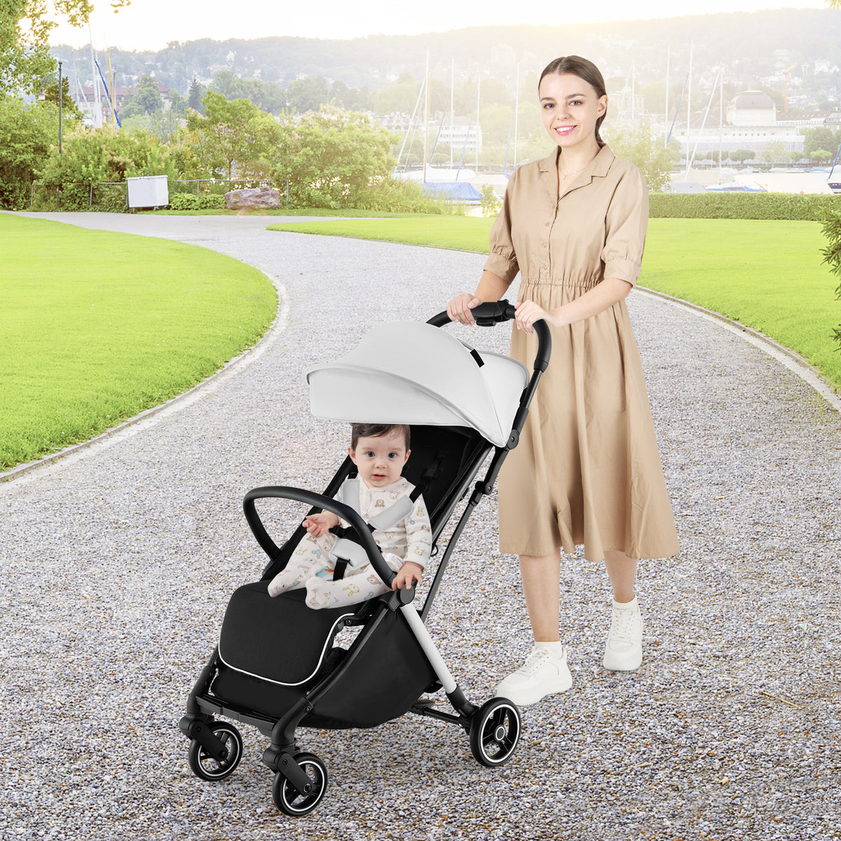 Grey Baby Stroller | One-Hand Fold Canopy Lightweight Travel