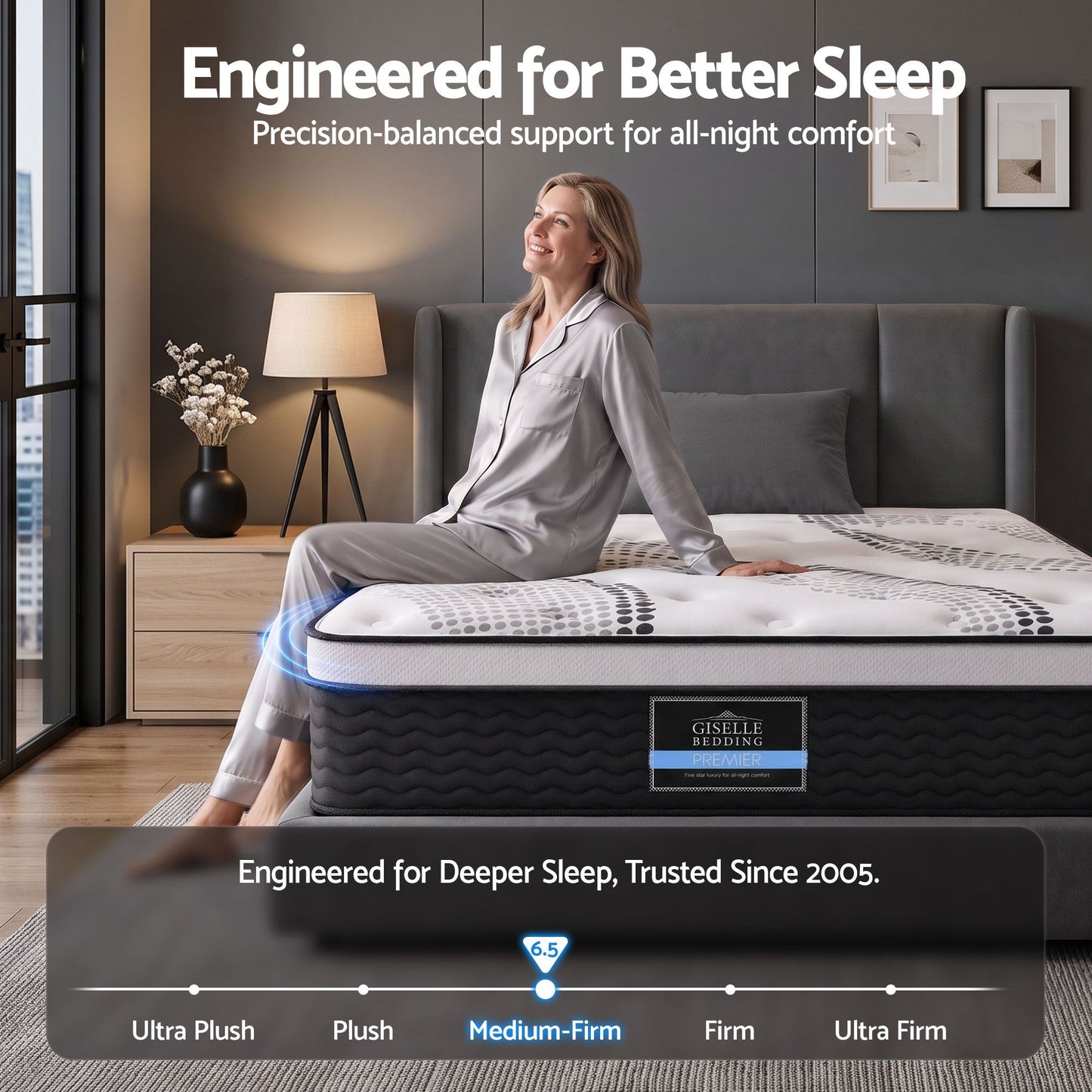 Giselle Bedding Como Euro Top Pocket Spring Mattress 32cm Thick King Single