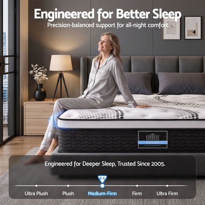 Giselle Bedding Como Euro Top Pocket Spring Mattress 32cm Thick Queen