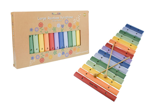 Rainbow xylophone offers musical play, encouraging creativity and auditory development through.