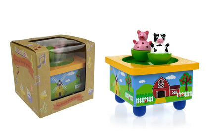 Kaper Kidz Wooden Farm Animal Music Box for Toddlers