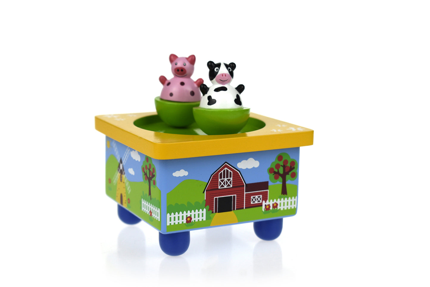 Kaper Kidz Wooden Farm Animal Music Box for Toddlers