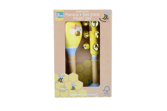 Colorful Koala Dream Bee Maraca & Bell Stick Set for Kids, perfect for musical playtime.