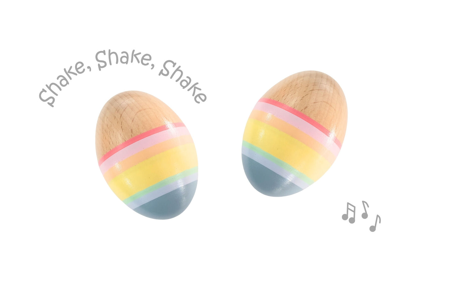 Rainbow Beech Wood Egg Shakers 2 Pack | Musical Sensory Toy