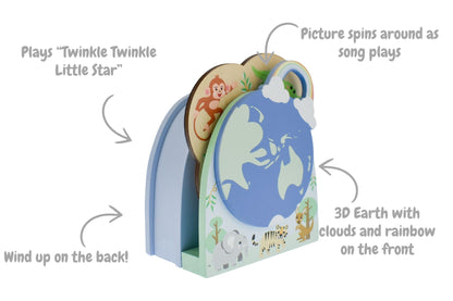 Wild Buddies Colorful Wooden Ferris Wheel Music Box | Spins