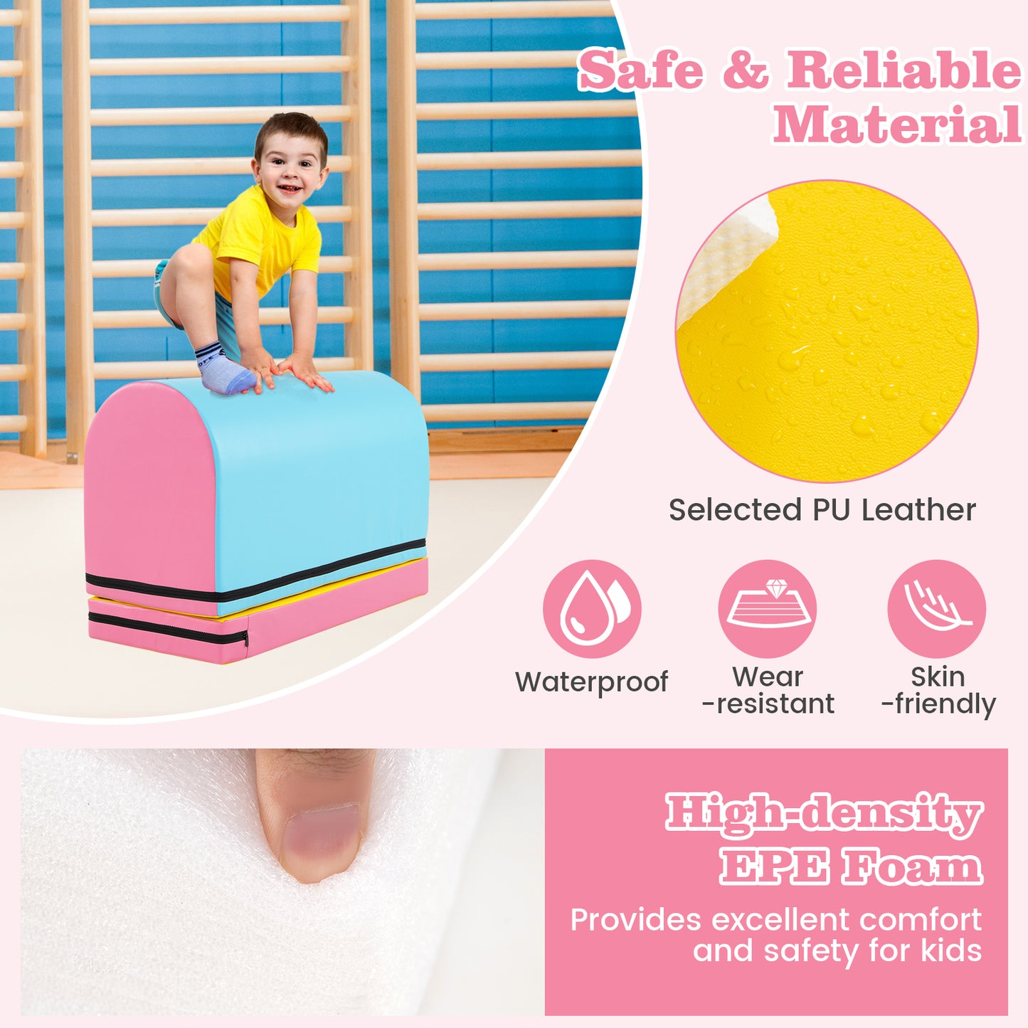 Light Blue Gymnastics Vaulting Box | Detachable Tumbling Mat
