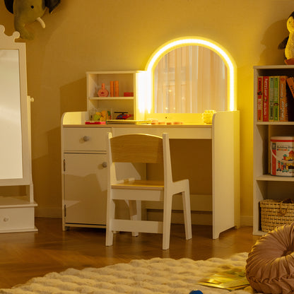Kids Makeup Vanity Table & Chair Set | Natural 120 LED Lights
