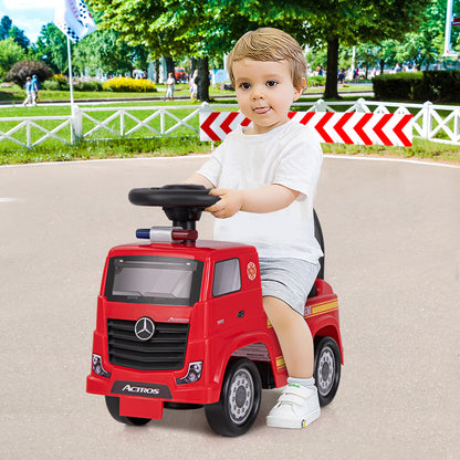 Costway Mercedes-Benz Licensed Kids Ride On Truck Foot-to-Floor Push Fire Engine-Red