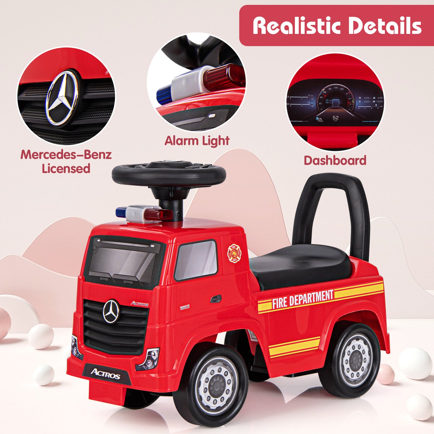 Mercedes-Benz Kids Ride On Fire Engine Truck | Red Foot To Floor
