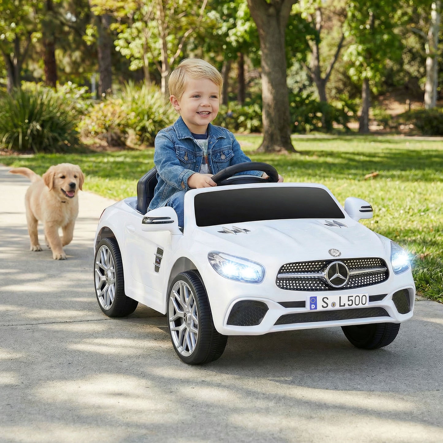 12V Licensed Mercedes Benz Kids Ride On Car with Parent Remote Control-White
