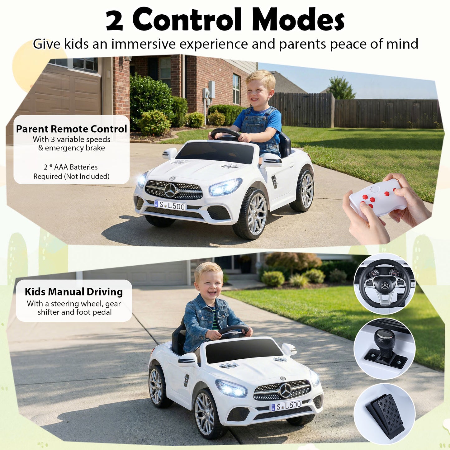 12V Mercedes Benz Kids Ride On Car | Remote Control | White