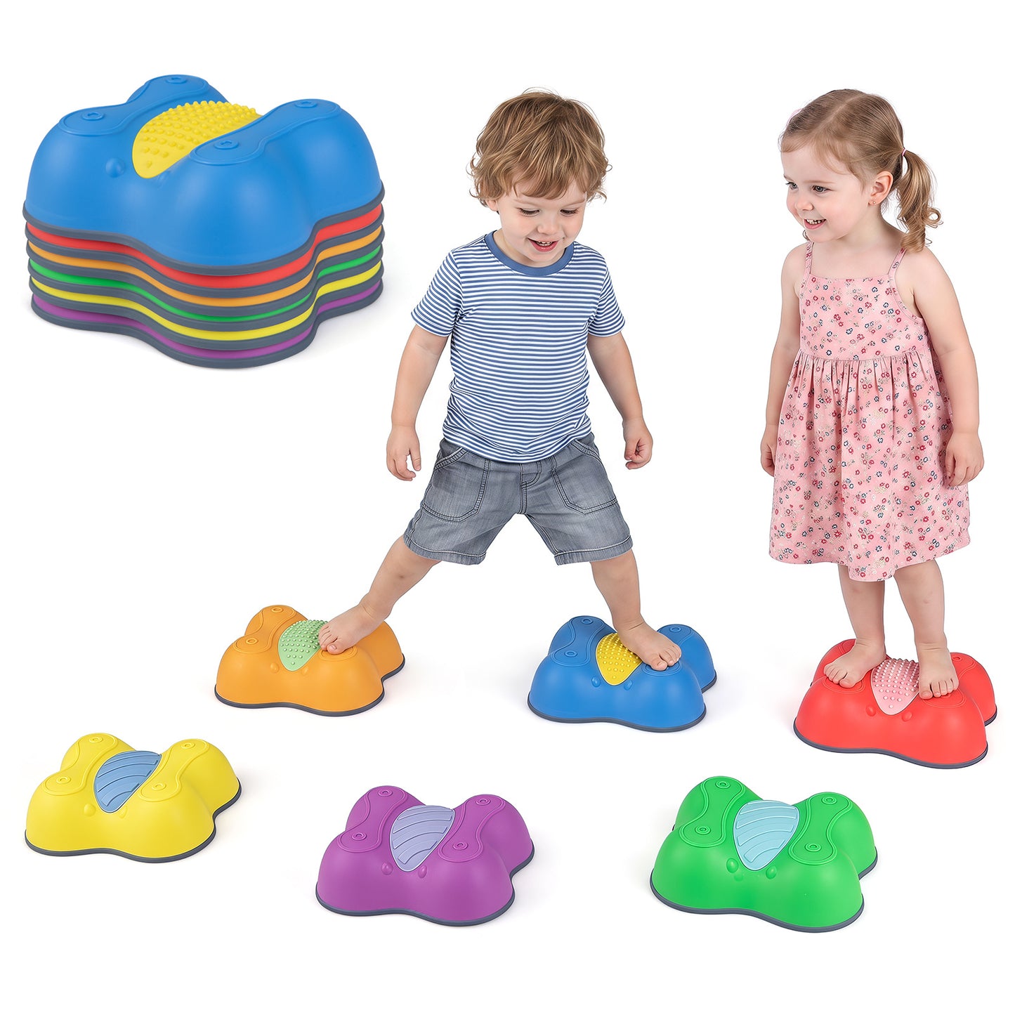 Multi-Color Montessori Stepping Stones | Detachable Butterfly Toys