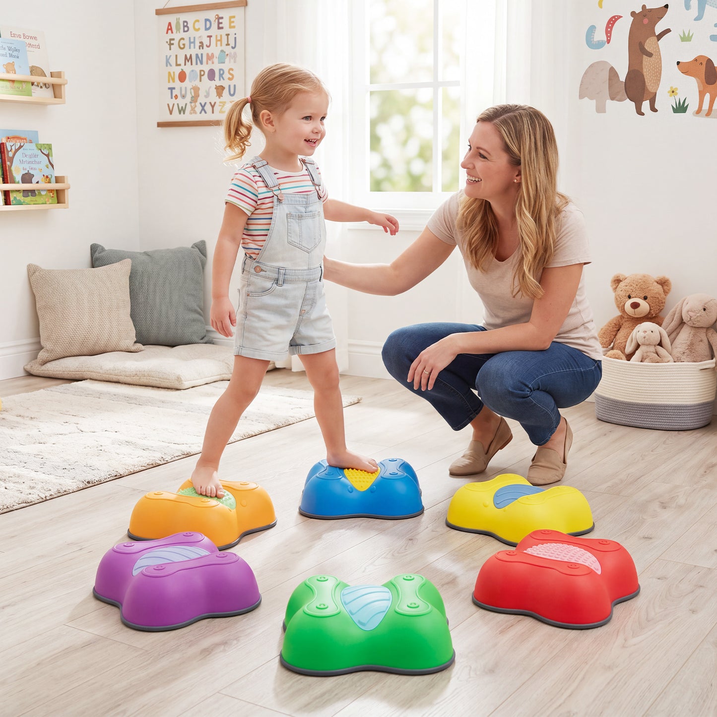 Multi-Color Montessori Stepping Stones | Detachable Butterfly Toys