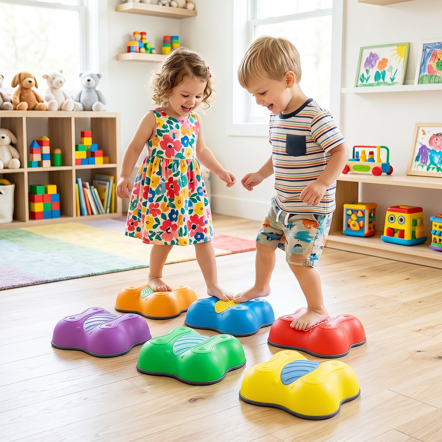 Multi-Color Montessori Stepping Stones | Detachable Butterfly Toys