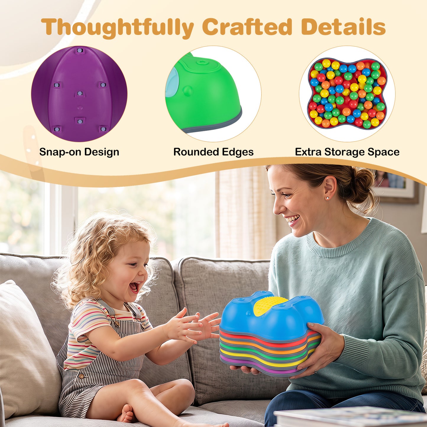 Multi-Color Montessori Stepping Stones | Detachable Butterfly Toys