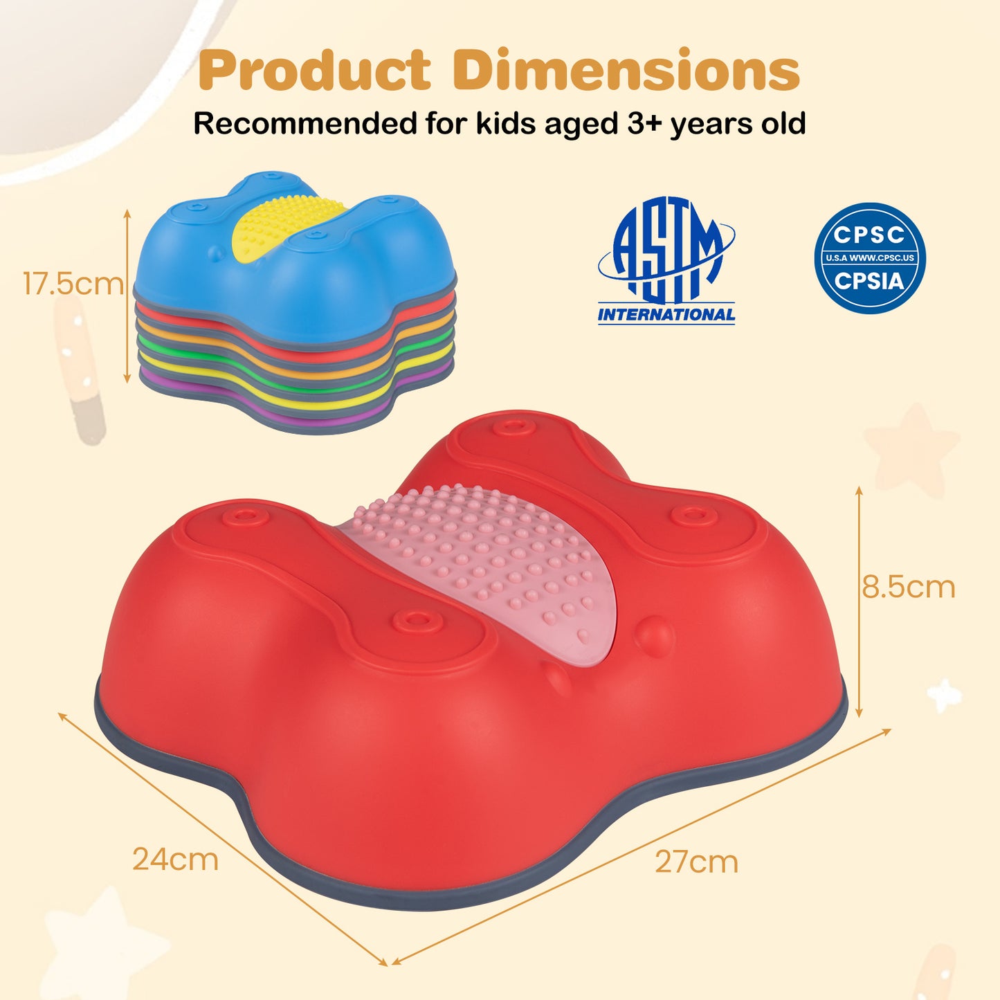 Multi-Color Montessori Stepping Stones | Detachable Butterfly Toys