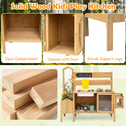 Natural Kids Mud Kitchen | Sink Stove Planter Bird Cage