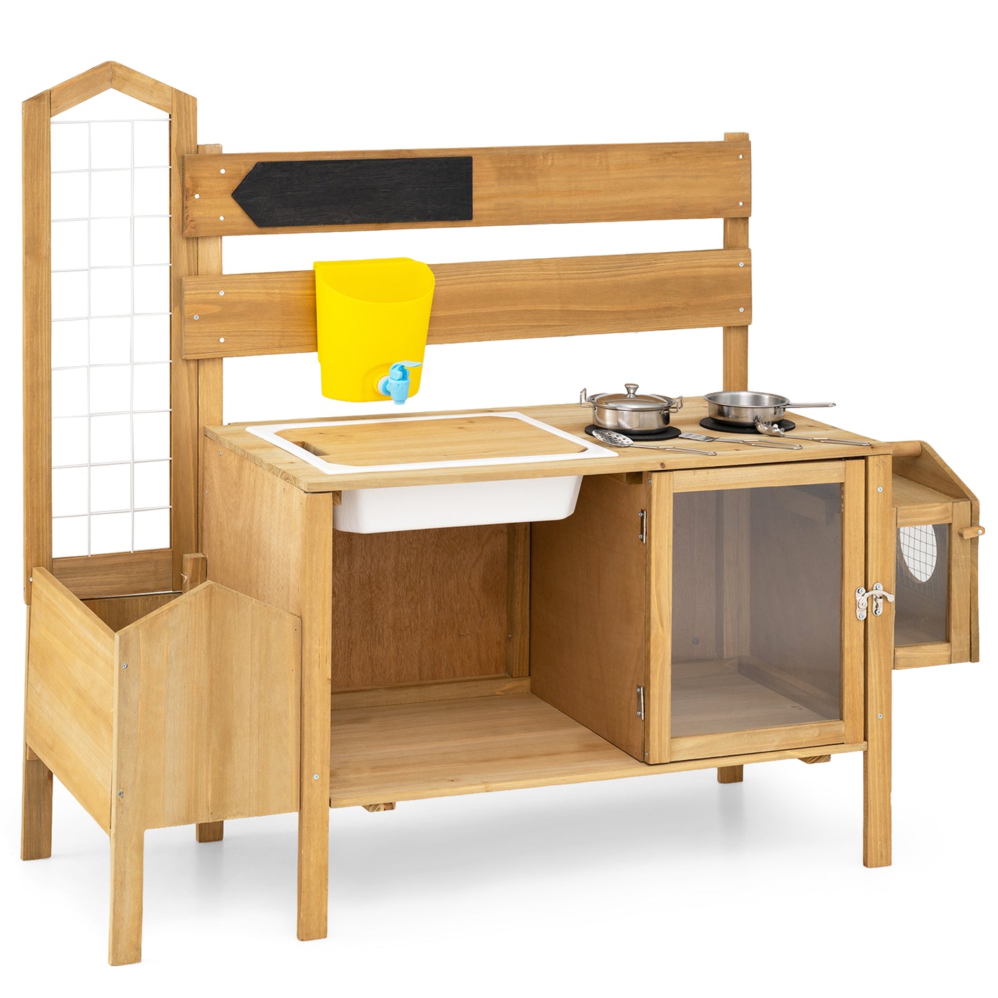 Natural Kids Mud Kitchen | Sink Stove Planter Bird Cage
