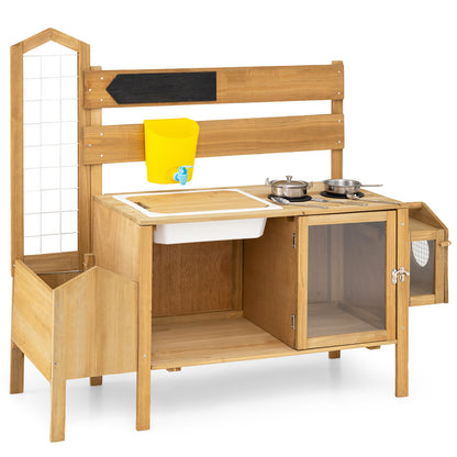Natural Kids Mud Kitchen | Sink Stove Planter Bird Cage