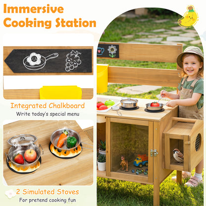 Natural Kids Mud Kitchen | Sink Stove Planter Bird Cage