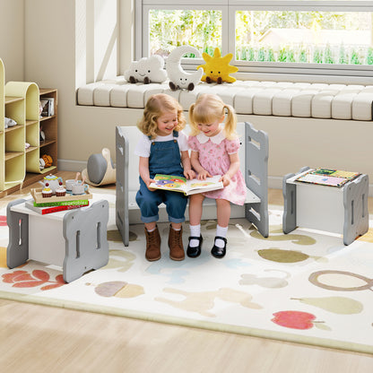 Grey 3-in-1 Toddler Table & Chairs Set | Convertible Design