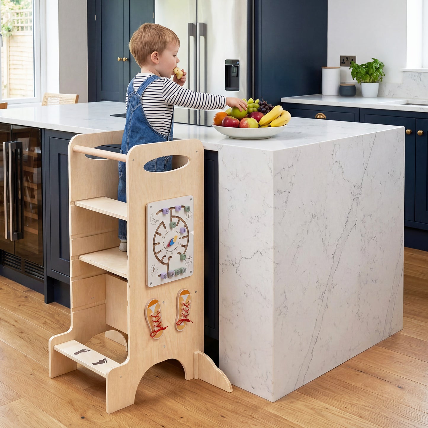 Costway Multifunctional Kids Step Stool with 3 Adjustable Heights and Removable Chalkboard
