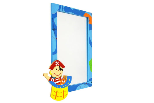 Colorful Pirate Mirror for kids playroom decor, stimulating imaginative play and self-discovery.