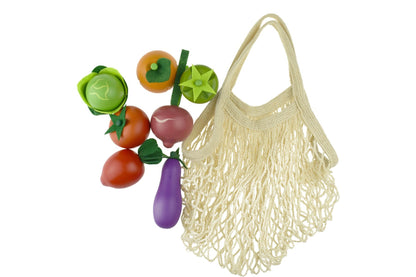 Kaper Kidz Wooden Vegetables Set with Mesh Bag | 7 Pieces