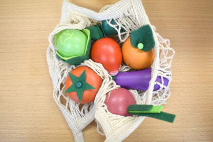 Kaper Kidz Wooden Vegetables Set with Mesh Bag | 7 Pieces