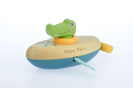 Kaper Kidz Wooden Animal Canoe Bath Toy with Pull String