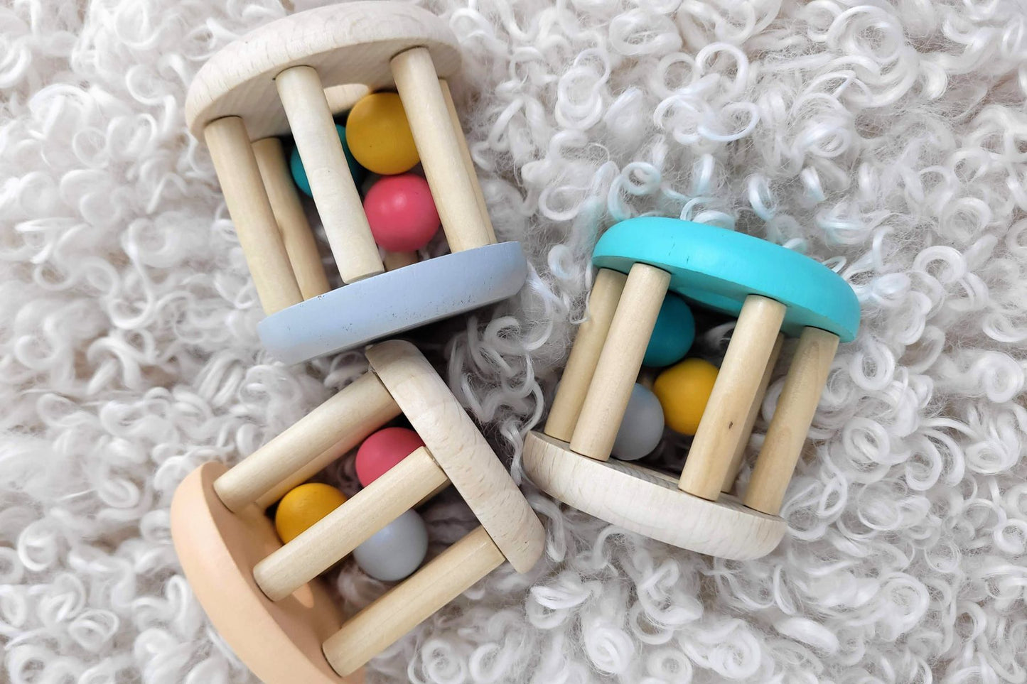 Wooden Rattle | Sensory Toy for Babies, Smooth & Colorful