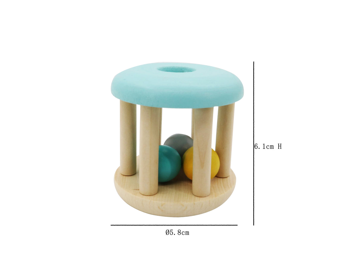 Wooden Rattle | Sensory Toy for Babies, Smooth & Colorful