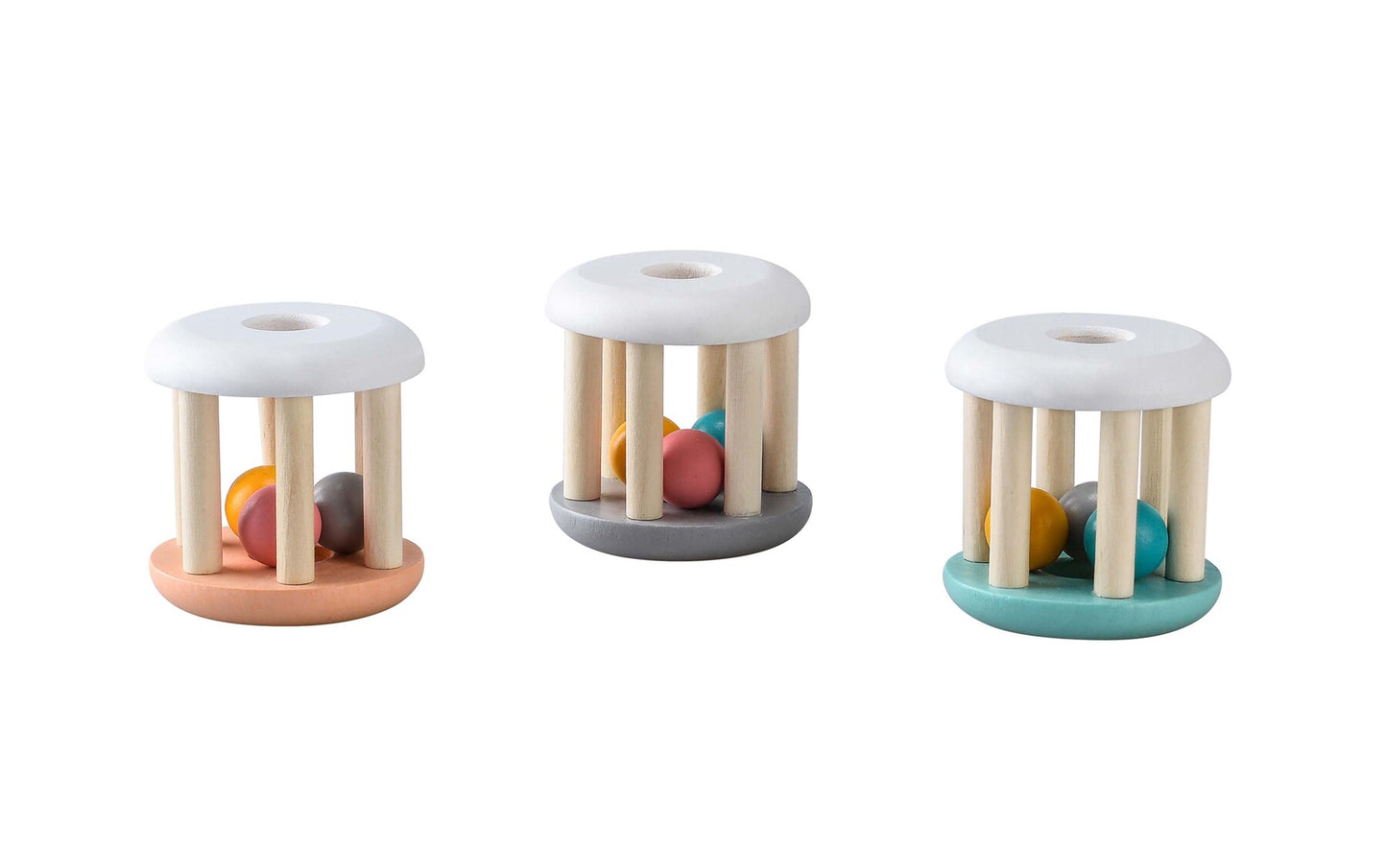 Wooden Rattle | Sensory Toy for Babies, Smooth & Colorful
