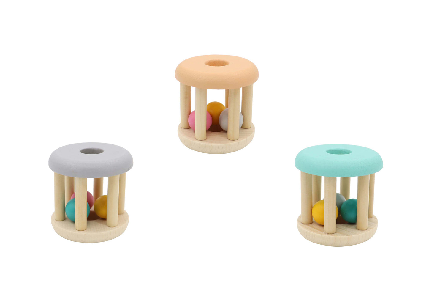 Wooden Rattle | Sensory Toy for Babies, Smooth & Colorful
