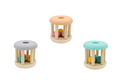 Wooden Rattle | Sensory Toy for Babies, Smooth & Colorful