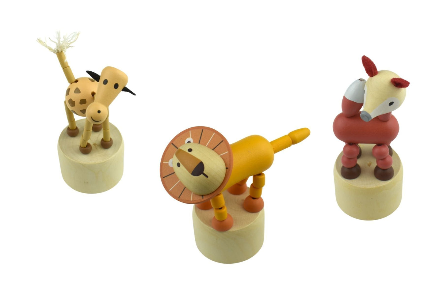 Kaper Kidz Wooden Jungle Animal Push Puppets Set of 6