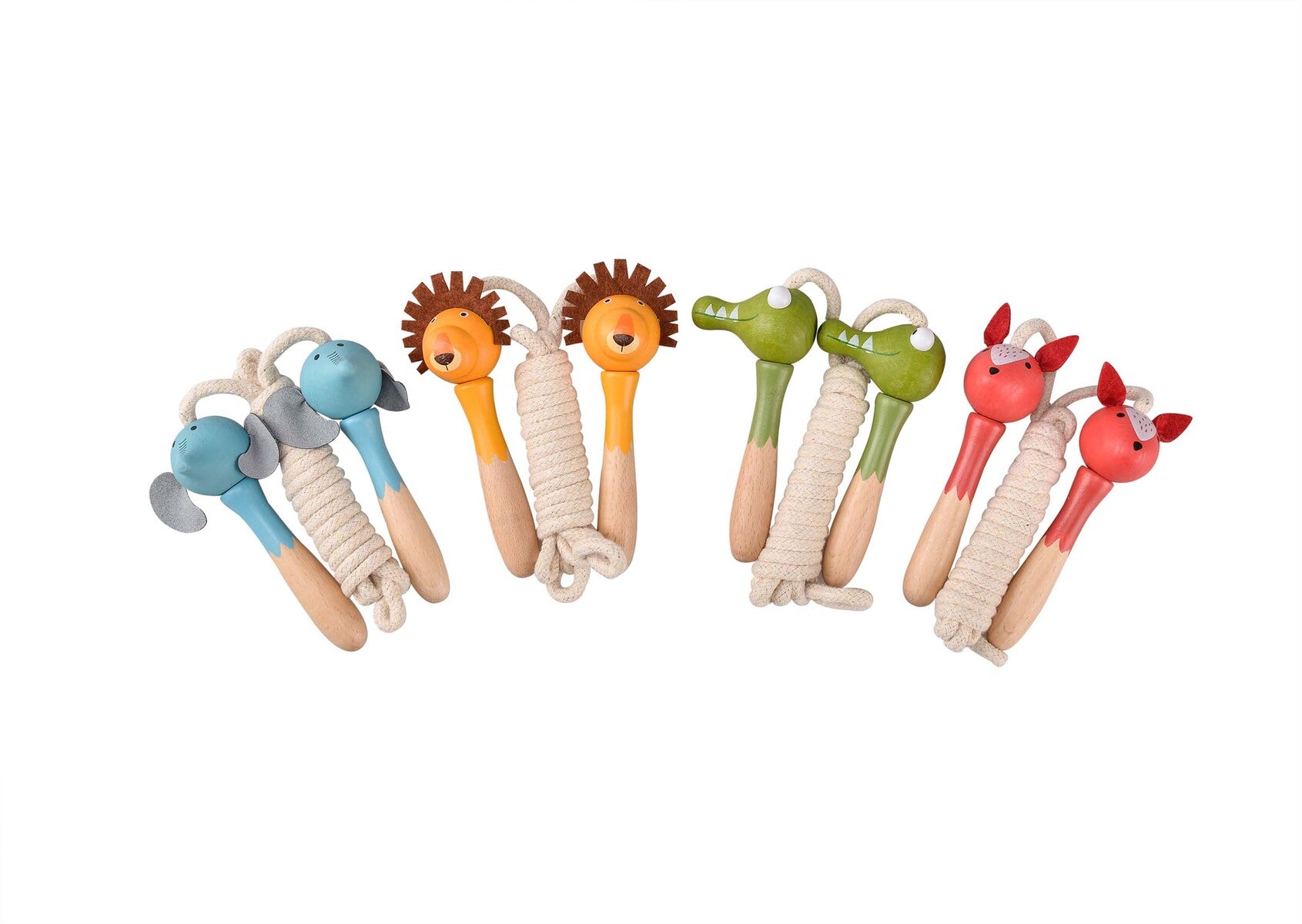 Animal Skipping Ropes for Kids | Wooden Handles, Set of 4 – Kids Mega Mart