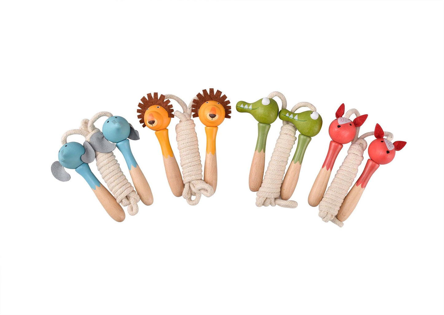 Kaper Kidz Wooden Animal Skipping Ropes Set of 4 for Kids