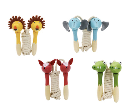 Kaper Kidz Wooden Animal Skipping Ropes Set of 4 for Kids