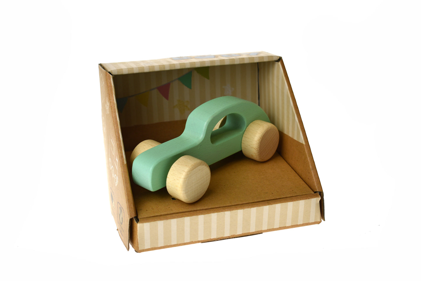 Kaper Kidz Wooden Push Car | Smooth Green Beech Toy
