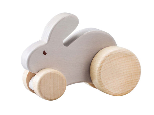 Kaper Kidz Wooden Rabbit Car Toy designed for toddlers, perfect for imaginative play at home.