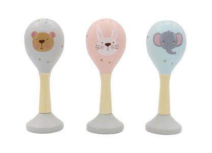 Animal Maraca Set | Wooden Pastel Musical Toys for Babies