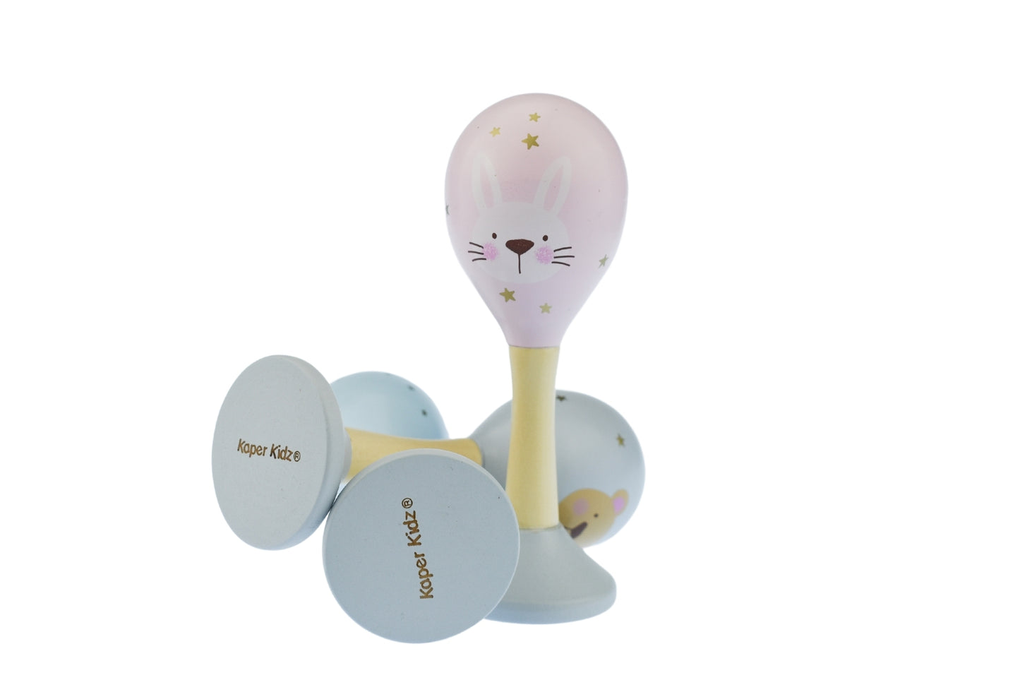 Animal Maraca Set | Wooden Pastel Musical Toys for Babies