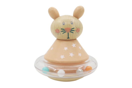 Wooden Roly Poly Rabbit Sensory Toy for Babies by Kaper Kidz, engaging home play.