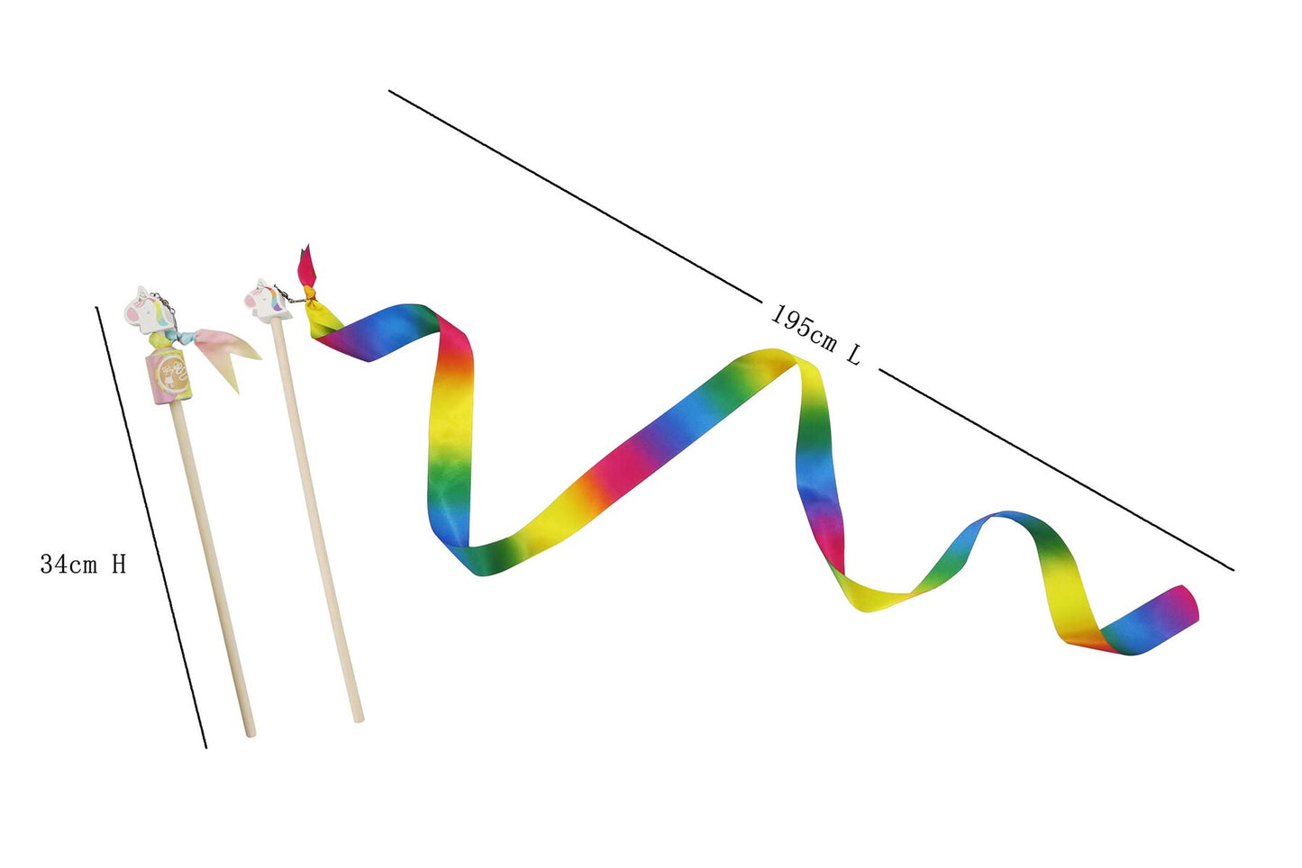 Kaper Kidz Unicorn Rainbow Dance Ribbon | 2m Satin Streamer