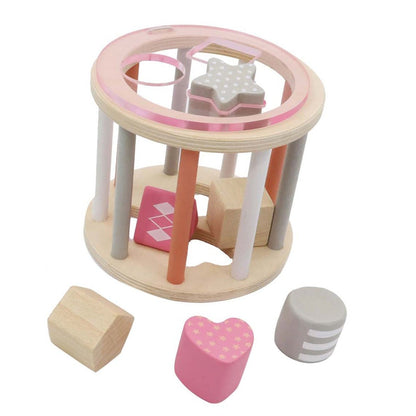 Kaper Kidz Rolling Shape Sorter | Pink Wooden Toddler Toy