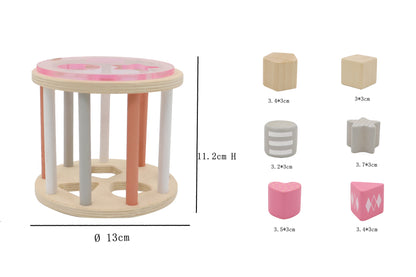 Kaper Kidz Rolling Shape Sorter | Pink Wooden Toddler Toy