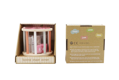 Kaper Kidz Rolling Shape Sorter | Pink Wooden Toddler Toy