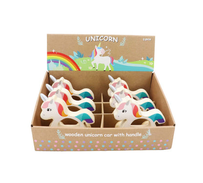 Wooden Unicorn Car | Rainbow Mane Gliding Toy for Toddlers