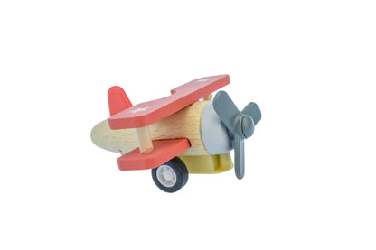 Kaper Kidz Red Wooden Pull Back Biplane | Beech Wood Toy